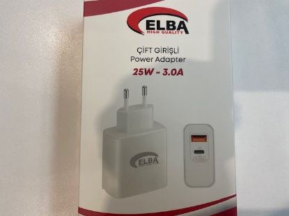 Elba ELB15 25W 3.0A Usb-A To Usb-C Çift Girişli Hızlı Şarj Akım Koruma Isıya Dayanıklı EV Şarj Kafa resmi