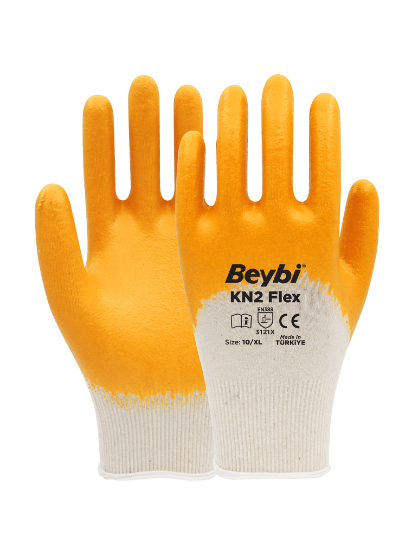 Beybi Nitril PMK KN2 Flex 9 Beden Nitril Kaplı Pamuk Eldiven (3121x)¾ Nitril Kaplıdır  resmi