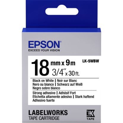 Epson LK-5WBW Güçlü Yapışkanlı Beyaz Üzeri Siyah 18mm 9Metre Etiket resmi