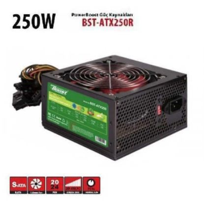 PowerBoost BST-ATX250R 250w, PPFC 12cm Kırmızı Fanlı ATX PSU (Retail Box)  resmi