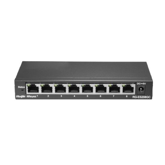 Ruijie-Reyee RG-ES208GC 8 Port 10/100/1000 Mbps Yönetilebilir Switch Çelik Kasa  resmi