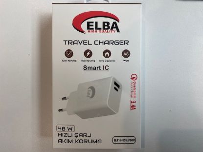 Elba ELB13 Elb-48w 3.4A USB/Pd48 (Usb+Type-C) Akıllı Koruma/ Isıya Dayanklı Hızlı Şarj Ev Şarj Kafa resmi
