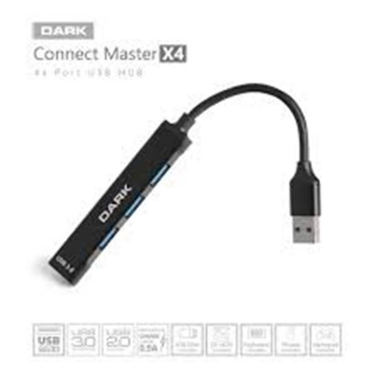Dark DK AC USB34A 4 Port USB HUB USA-A 1XUSB-A3.0 3XUSB-A2.0 resmi