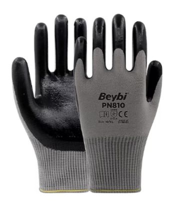 Beybi Nitril Poly Pn810 10 Beden Gri/Siyah 12li Eldiven  resmi