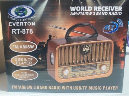Everton Rt-878 Bluetooth (El Feneri) Fm/Usb/Tf/Aux Şarjlı Nostaljik Radyo resmi