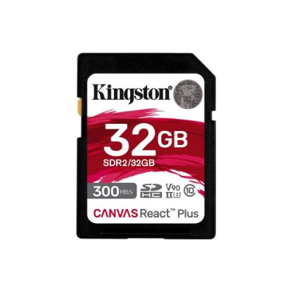 Kingston SDR2/32GB Canvas React Plus SDHC UHS-II 300R/260W U3 V90 for Full HD/4K/8K Hafıza Kartı resmi