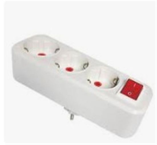 Mutlusan 3lü Topraklı Anahtarlı  Fiş,Priz Düz Tip (001 170 033004 00 00 ) resmi