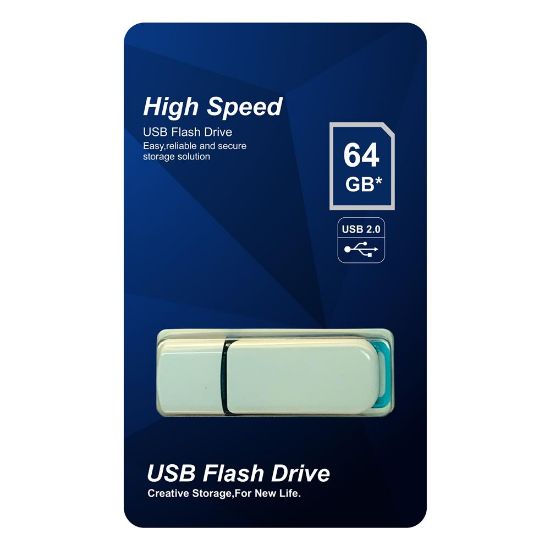 Elba 64GB Plastik Beyaz-Mavi 2.0 USB Flash Bellek resmi