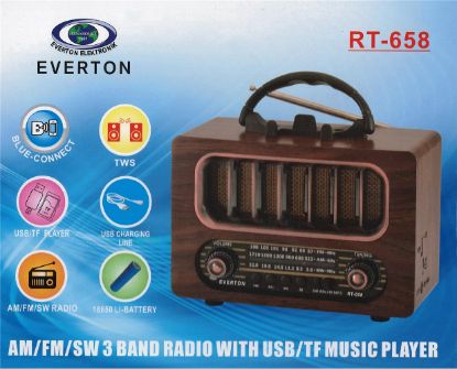Everton Rt-836  Bluetooth Fm/Usb/Tf/Aux Solarlı Şarjlı Nostaljik Radyo resmi