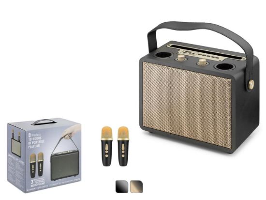 Hadron 530M Gold Bluetooth Karaoke 2 Mikrofonlu Speaker10W 240*120*190MM resmi