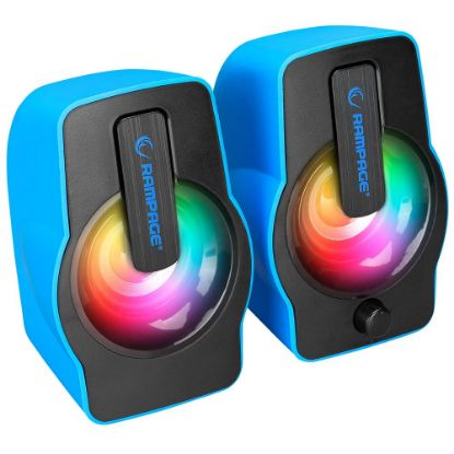 Rampage RMS-G7 FALSETTO 2.0 6 Watt RGB Ledli Mavi Multimedia Gaming USB Speaker resmi