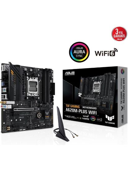 Asus Tuf Gamıng A620M-Plus Wıfı Amd A620 Am5 Ddr5 6400 Aura Rgb 2.5Gbit Lan Matx Anakart resmi