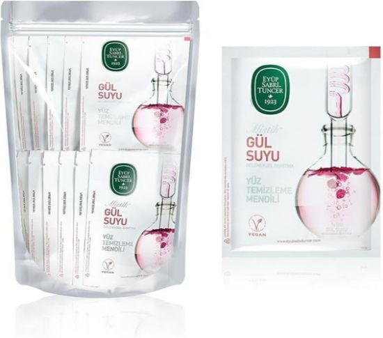 Mistik Gül Suyu Yüz Temizleme Mendili 30lu Doypack Poşet 9,3*12,5 Büyük Boy resmi