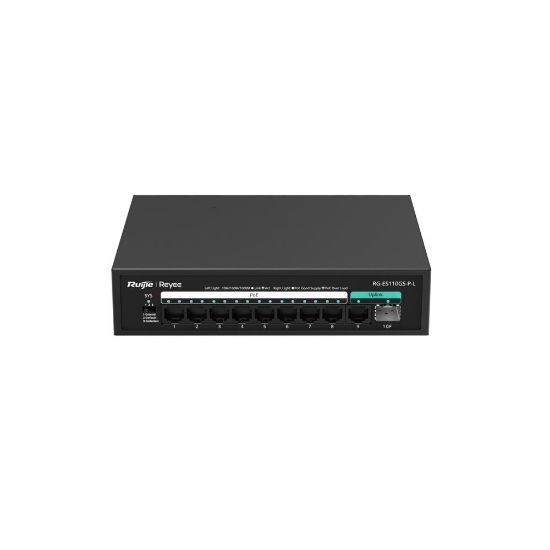 Ruijie-ReyeeRG-ES110GS-P-L 8 Port Poe+ 10/100/1000 Mbps 1 Port 10/100/1000 Mbps Uplink + 1 Port SFP resmi