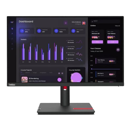 Lenovo 23.8" 63CFMATXTK ThinkVision T24i-30 60Hz 4ms Full HD IPS Pivot Monitör  resmi