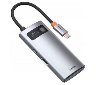 Baseus Metal Gleam 5-in-1 Type-C HUB-Gri (WKWG020013) resmi