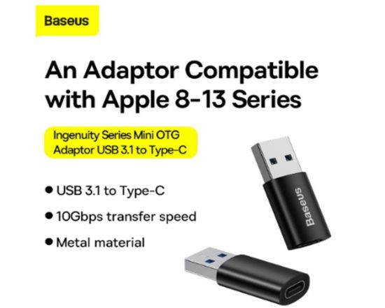 Baseus ZJJQ000001 Ingenuity Type-C to USB 3.1 Dönüştürücü OTG resmi