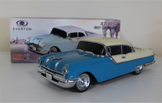 EVERTON RT-1954 Mavi Arabalı Bluetooth Fm/Usb/Tf/Aux Şarjlı Nostaljik Radyo  resmi