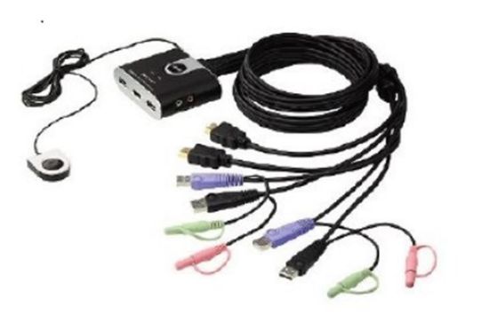 Aten CS692 2 Port USB 2.0 HDMI KVMP 2-Port USB HDMI/Audio Cable KVM Switch with Remote Port Selector resmi