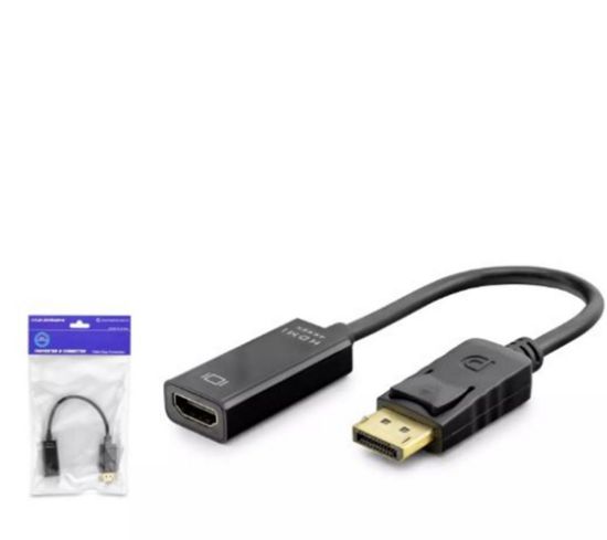 HADRON HDX7823 DISPLAY (M) TO HDMI (F) ADAPTÖR 4K 30HZ SİYAH resmi