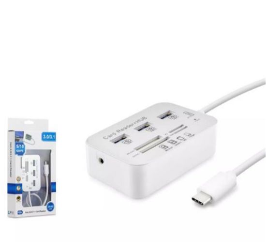 HADRON HDX7029 TYPE-C HUB COMBO 3*USB3.0 + MS + SD + M2 + TF 20CM 7IN1 BEYAZ resmi