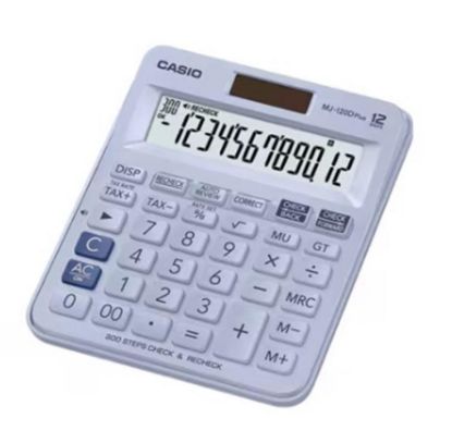 Casio MJ-120D Plus Açık Mavi İşlem Kontrollü 12 Hane Masa Üstü Hesap Makinesi resmi