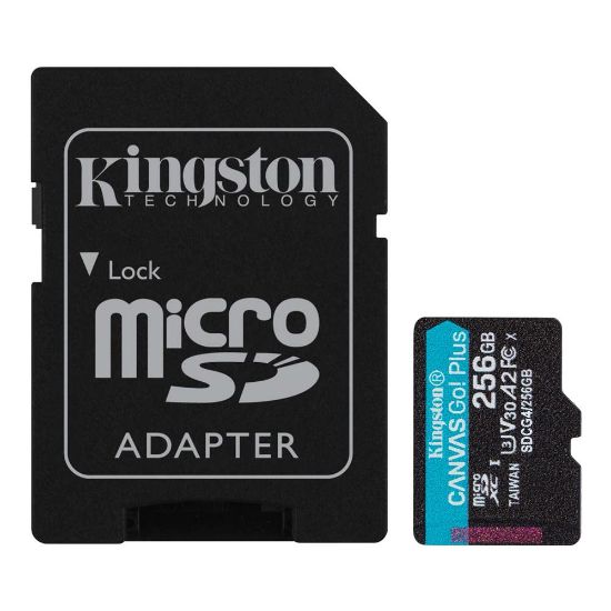 Kingston SDCG4/256GB 256GB microSDXC Canvas Go Plus Gen4 200MB/s A2 U3 V30 Card + ADP Hafıza Kartı  resmi