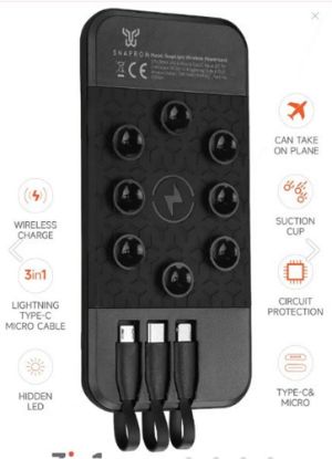 Snapron SNP-3003 10.000 Mah Vantuzlu Wireless Kablosuz ve 3in1 Kablolu Powerbank resmi