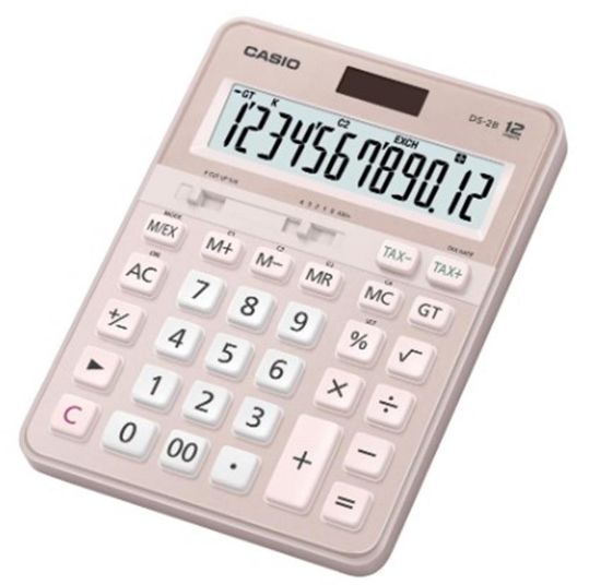 Casio DS-2B-PK Pembe Profesyonel 12 Hane Masa Üstü Hesap Makinesi resmi