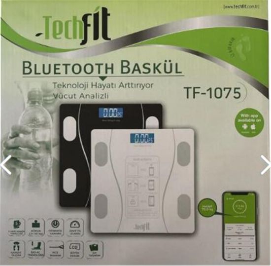 Techfit Dijital Baskül TF-1075 (Bluetooth Özellikli) Hassas Ölçüm (2.5-180kg) resmi