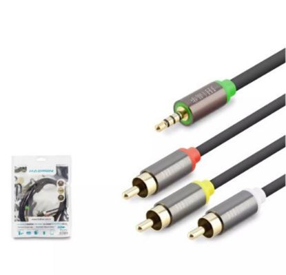 HADRON HDX1064 3.5MM TO 3RCA KABLO 2LINE GOLD 1.5M SİYAH resmi