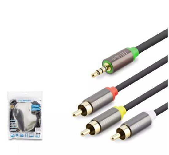 HADRON HDX1065 3.5MM TO 3RCA KABLO 2LINE GOLD 3M SİYAH resmi
