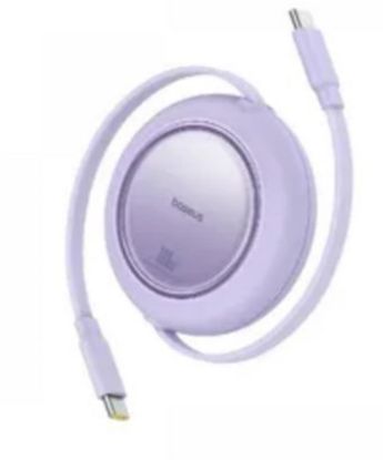 Baseus P10364500213-00 Free2 Pull Mini Kablolu USB-C 100W 2M Mor Şarj Kablosu resmi
