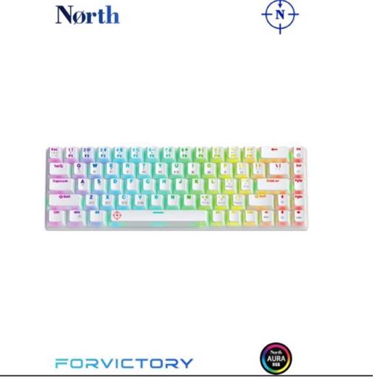 North Odin Pro WL68 LightCore Kablosuz Bluetooth RGB Red Switch Türkçe Beyaz Mekanik Gaming Klavye  resmi
