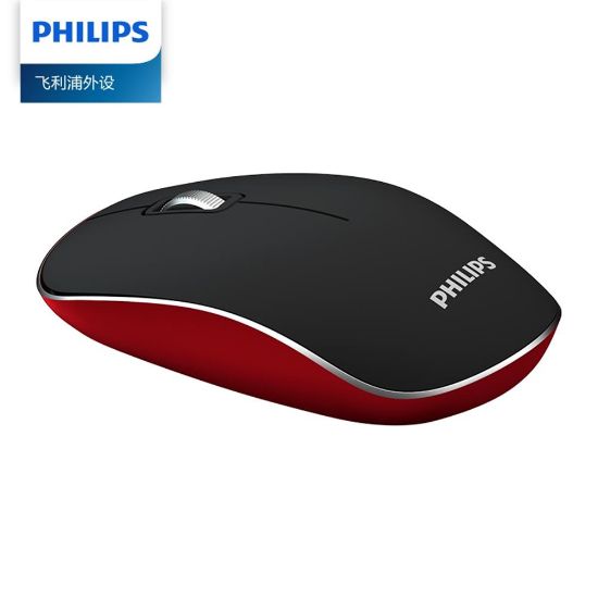 Philips SPK7323HS/93 Black and Red Kablosuz Sessiz Optik Mouse resmi