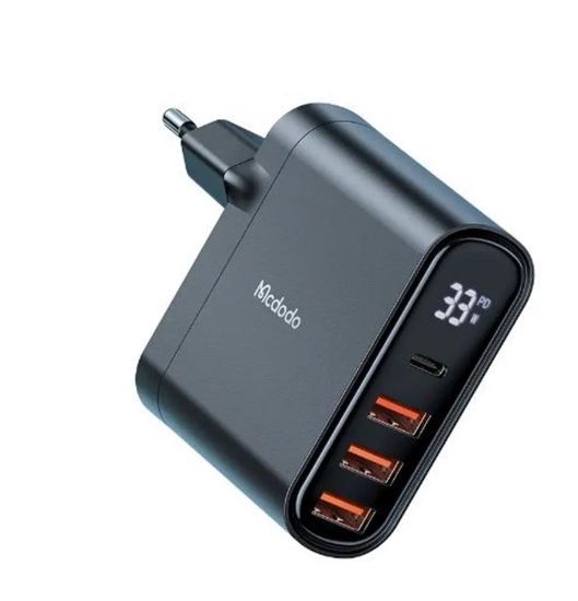 MCDODO CH-2250 33W 1xTYPE-C 3xUSB Girişli Dijital Göstergeli Şarj Adaptörü - Siyah resmi