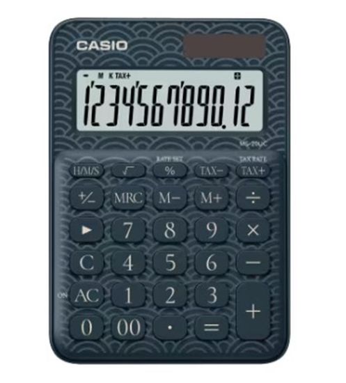 Casio MS-20UC-JBU 12 Hane Lacivert Desenli Masa Üstü Hesap Makinesi resmi
