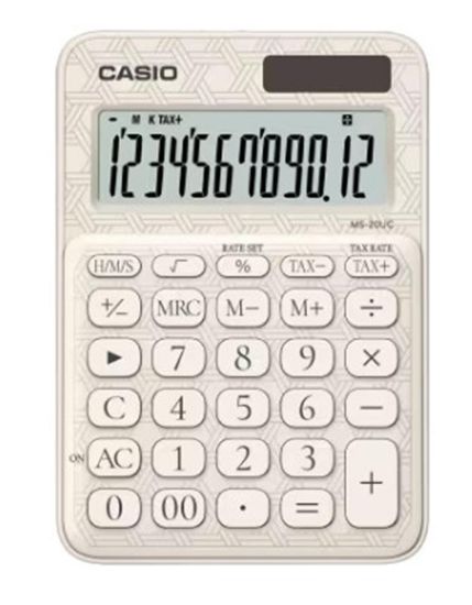 Casio MS-20UC-JWE 12 Hane Beyaz Desenli Masa Üstü Hesap Makinesi resmi