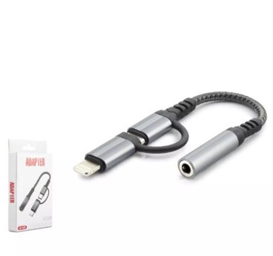 Hadron Gj-026 Type-C + Lightning To 3.5Mm F Kablo Siyah resmi