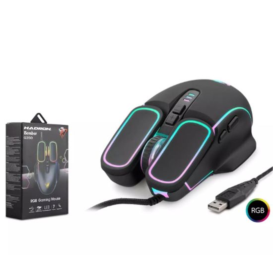 HADRON Bomber G350 Rgb 7 Buttons Usb 1200/2400/4800/6400 Dpı Oyuncu Mouse (1,40cm Kablo Uzunluğu) resmi
