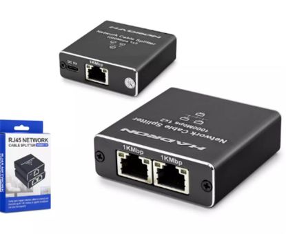 Hadron Hdx1347 100mt Network Splitter Gigabit Rj45 1000Mbps 1*In 2*Out Siyah resmi