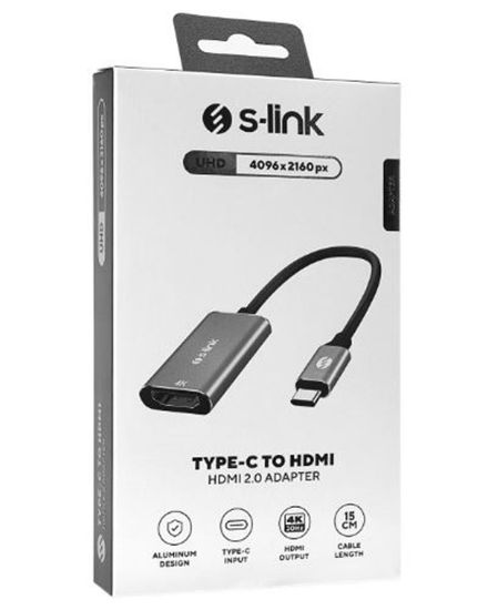 S-link SWV-USBC028 4K@30Hz Gri Metal Type-C to HDMI Adaptör resmi