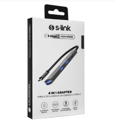 S-link SWV-USBC023 4 in 1 Gri Metal TypeC to 2*USB2.0 USB 3.0, PD Type C Adaptör resmi