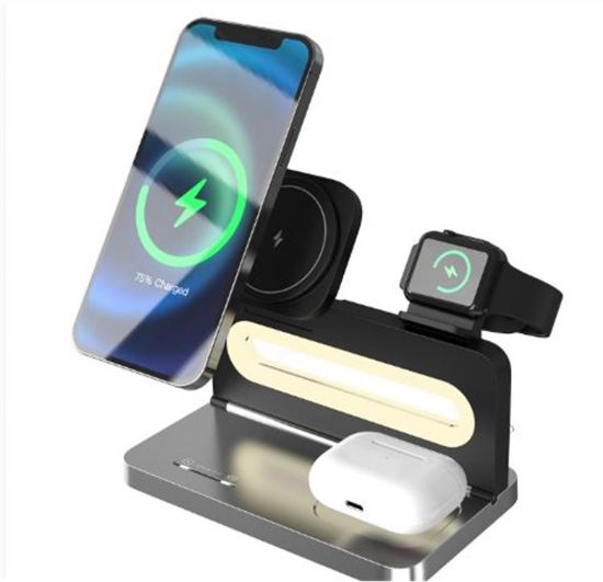 S-link SW-CWF120 Siyah Telefon Kulaklık Akıllı Saat 15W 3 in 1 Magsafe Kablosuz Şarj Cihazı resmi