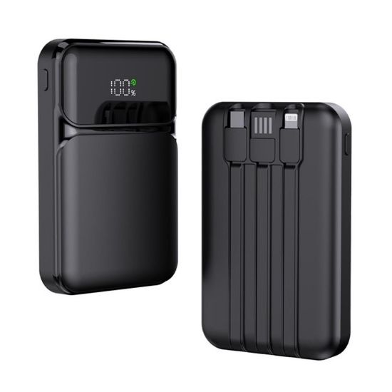 SnapMax SNP-3006 10.000 mah Hızlı Şarj LED Göstergeli 3in1 Dahili Kablolu Powerbank  resmi