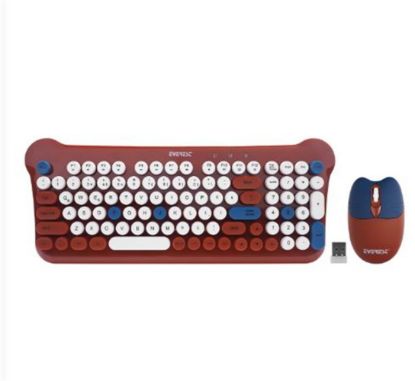Everest KM-6244 BUNNY Renkli Tuşlu Kahverengi 2.4 ghz + BT Kablosuz Q Multimedia Klavye + Mouse Set resmi