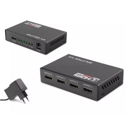 Hadron Hdx1286 4 Port Hdmi Splitter 1.4V 1080P 3D 1*In 4*Out Siyah resmi