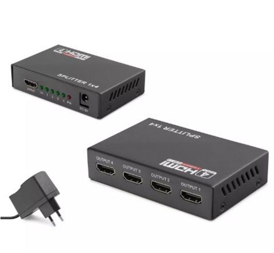 Hadron Hdx1286 4 Port Hdmi Splitter 1.4V 1080P 3D 1*In 4*Out Siyah resmi