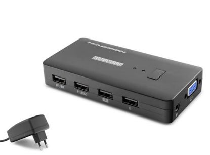 Hadron Hdx1374  2 Port + 4* Usb Vga Kvm Switch  Kablolu Siyah resmi