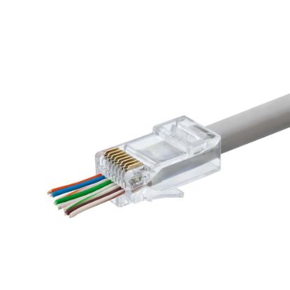 Hadron Hdx5030 100lü Cat6 Konnektör Ez Rj45 Paket Şeffaf Yeni Nesil Delikli resmi